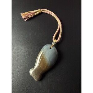 Large Natural Jade Fish Pendant Car Charm | Handheld Stress Stone |handmade
